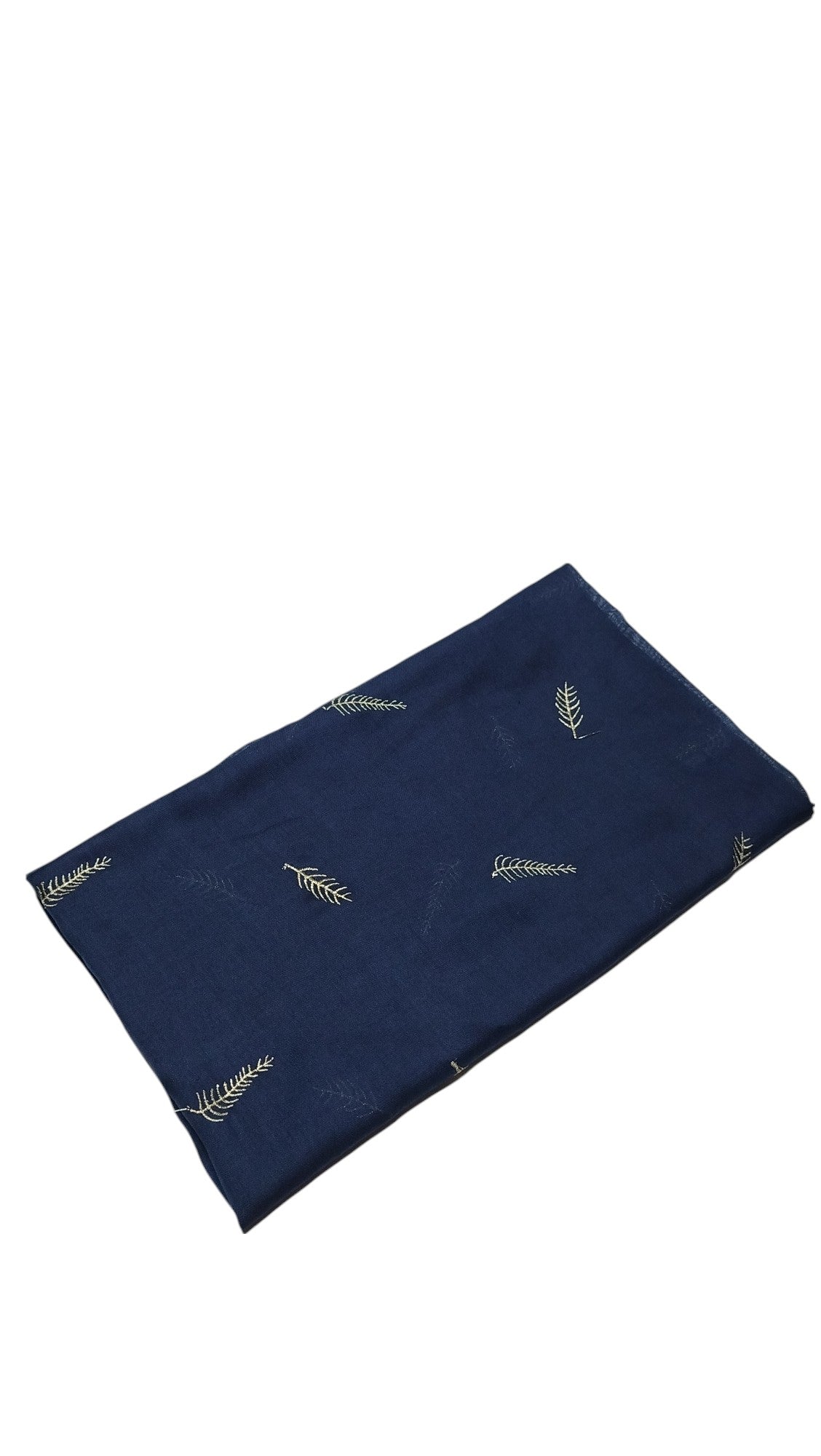 Navy Blue: Leaf Embroidered Hijab