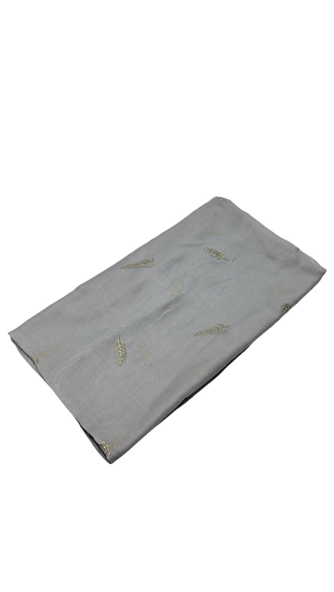 Light Grey: Leaf Embroidered Hijab