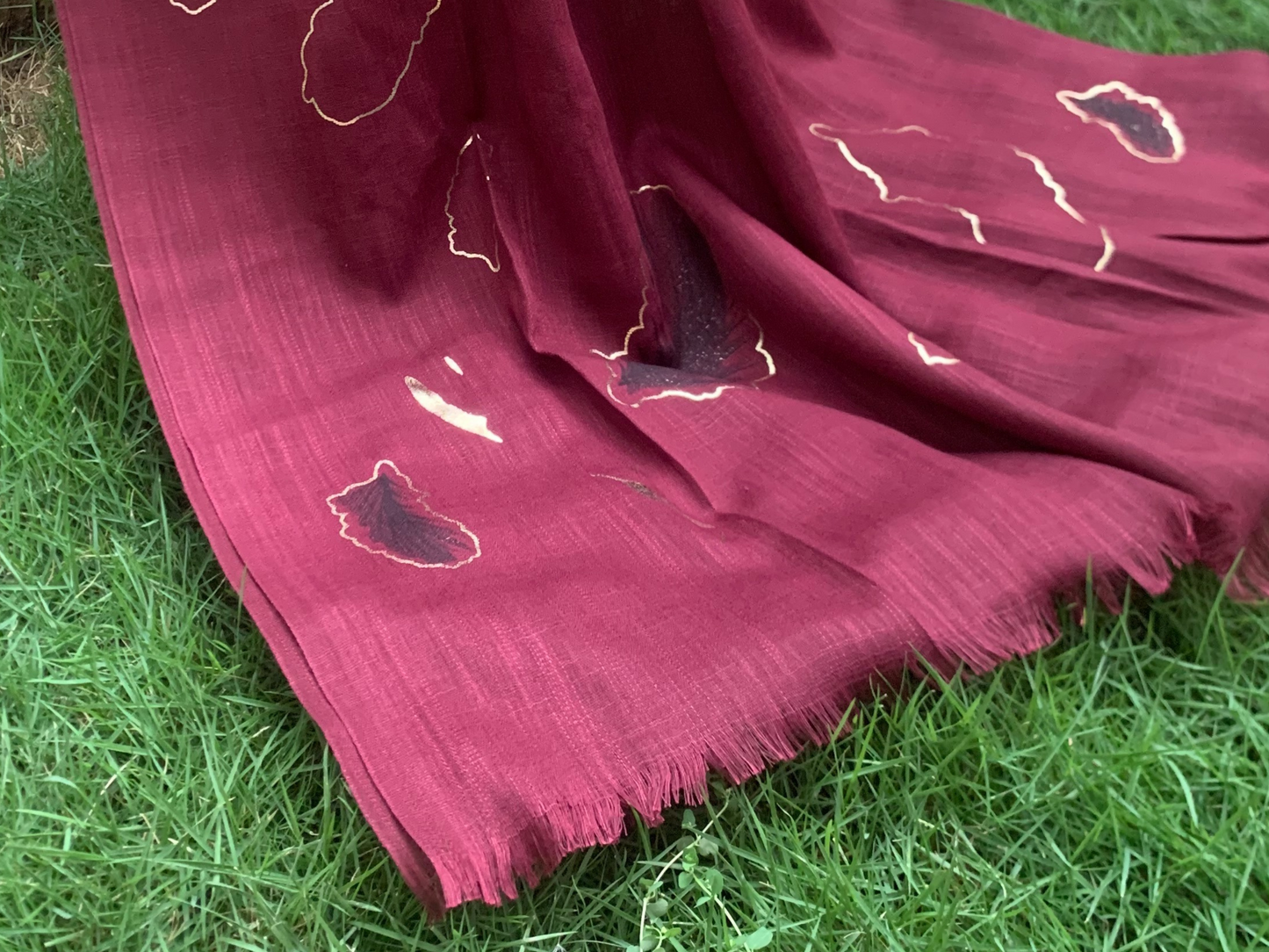 Golden Foil Print Hijab - Maroon