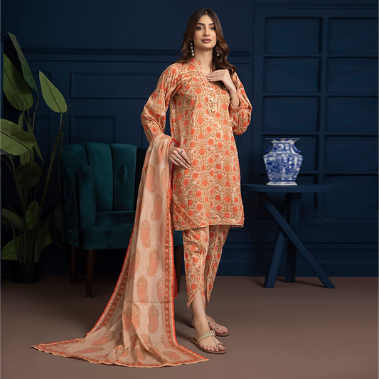 Regalia-3PC Printed Lawn Suit - IS2