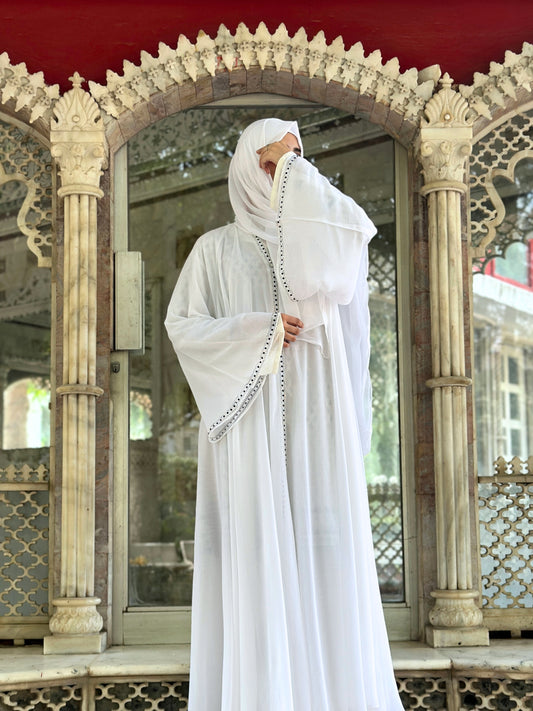 White Luxe Embellished Abaya