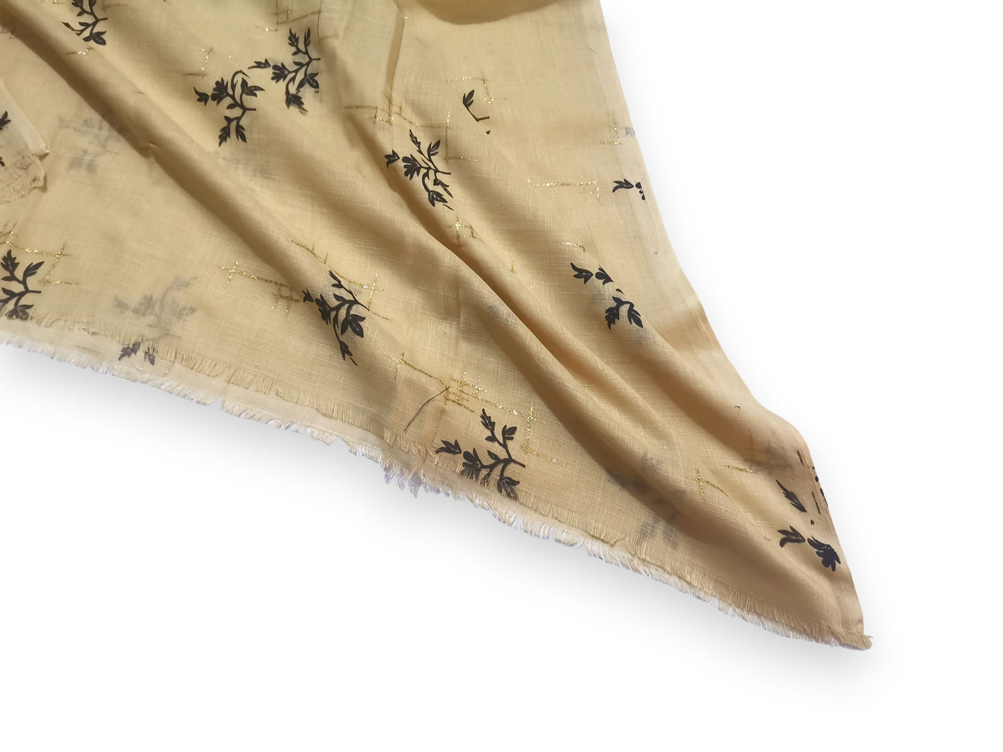 Floral Glitter Printed Hijab - Beige