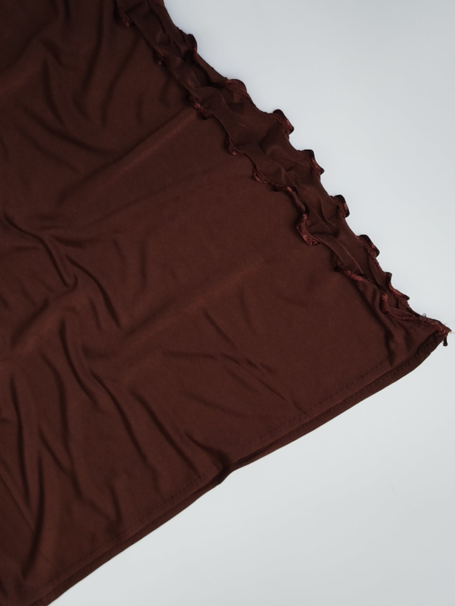 Ruffle Jersey Hijab - Dark Brown