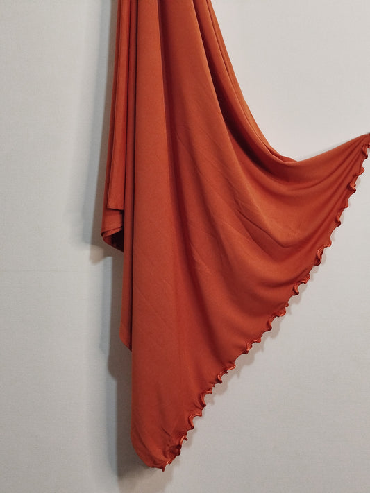 Ruffle Jersey Hijab - Warm Orange