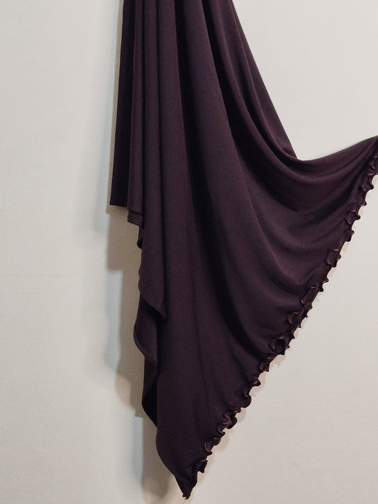 Ruffle Jersey Hijab - Chocolate Brown