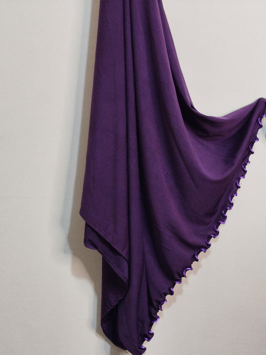 Ruffle Jersey Hijab - Plum