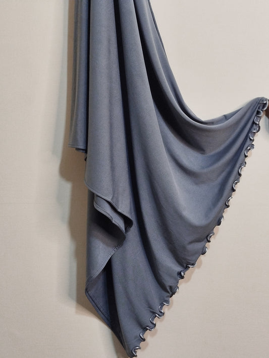 Ruffle Jersey Hijab - Light Grey