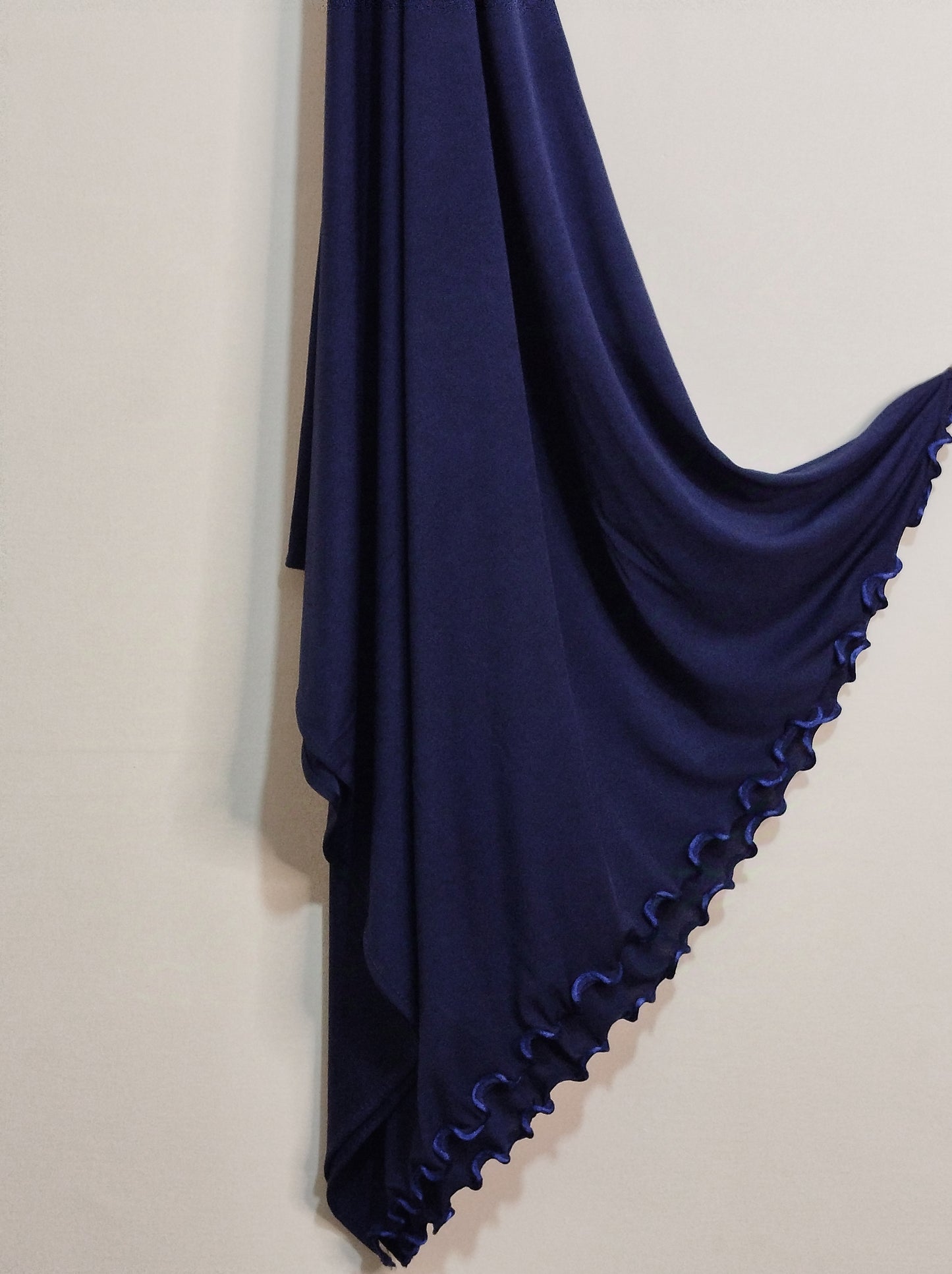 Ruffle Jersey Hijab - Navy Blue