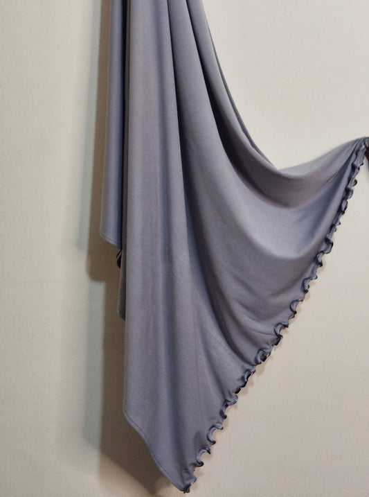 Ruffle Jersey Hijab - Steel Grey