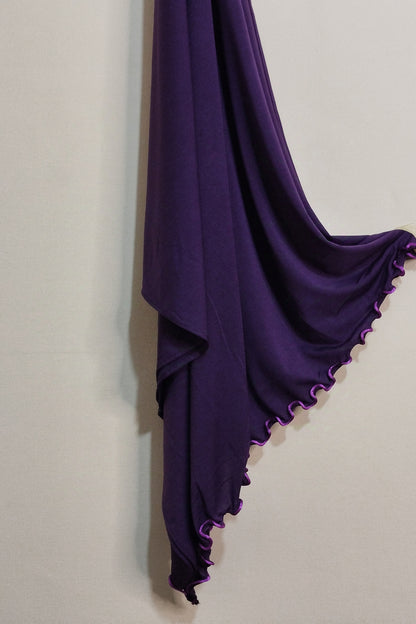 Ruffle Jersey Hijab - Deep Purple