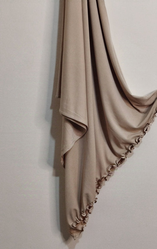 Ruffle Jersey Hijab - Beige