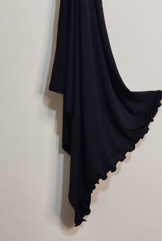 Ruffle Jersey Hijab - Black