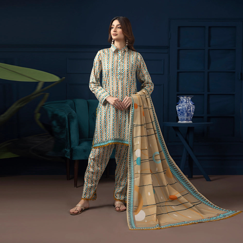 Regalia-3PC Printed Lawn Suit - IS8