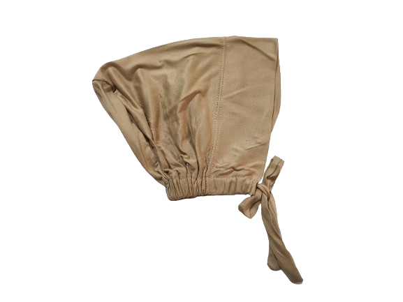 Beige Underscarve Cap With Tie Back Closure