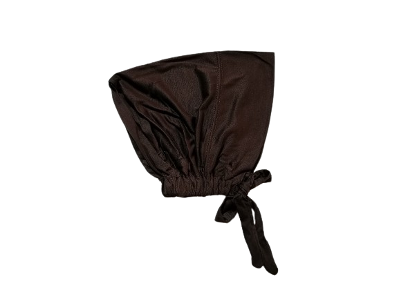 Black Underscarve Cap With Tie Back Closure