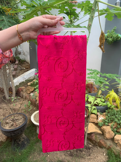 Embroidered Lawn Hijab - Fuchsia Pink