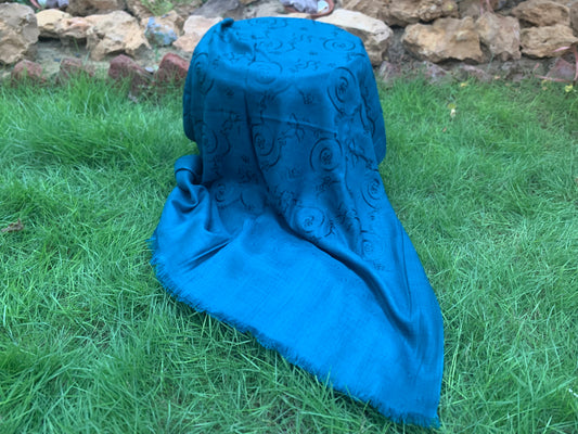 Embroidered Lawn Hijab - Deep Green