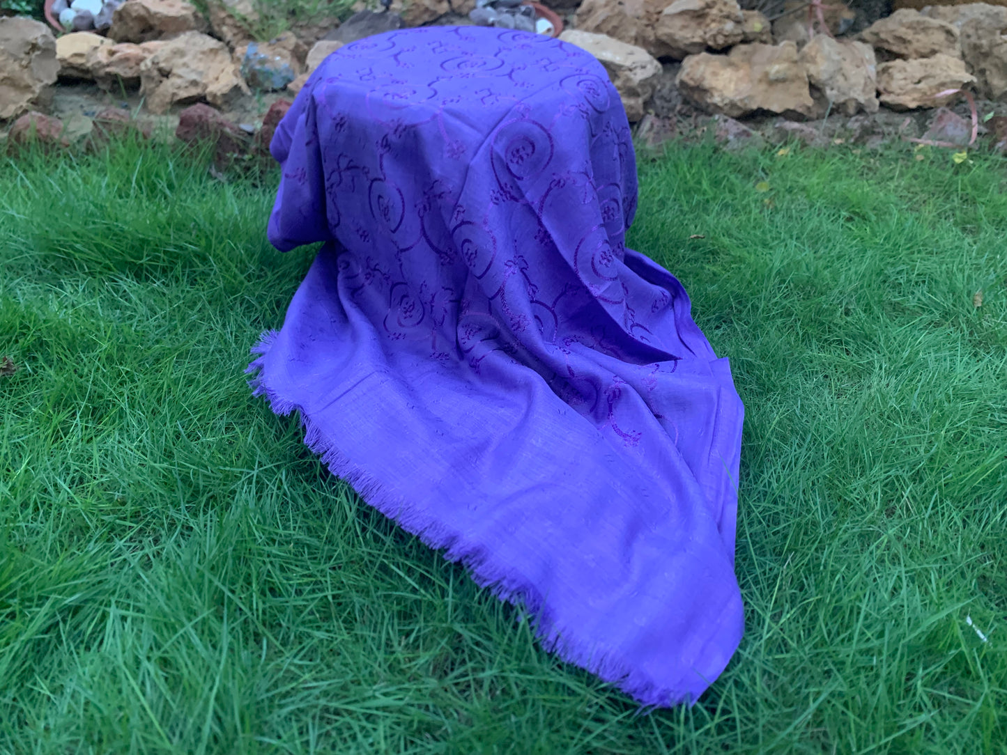 Embroidered Lawn Hijab - Soft Lavender