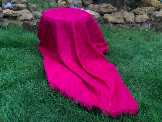 Embroidered Lawn Hijab - Fuchsia Pink