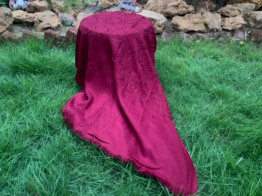 Embroidered Lawn Hijab - Maroon