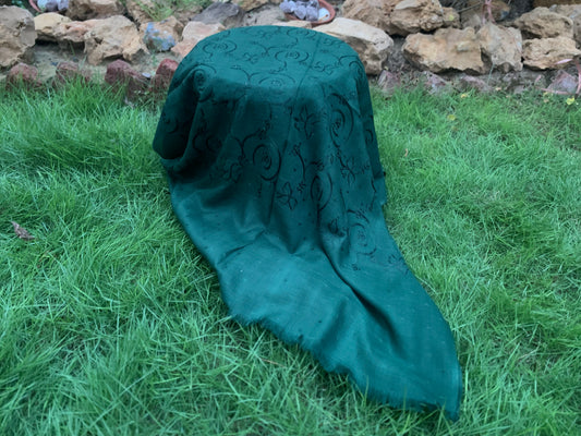 Embroidered Lawn Hijab - Forest Green