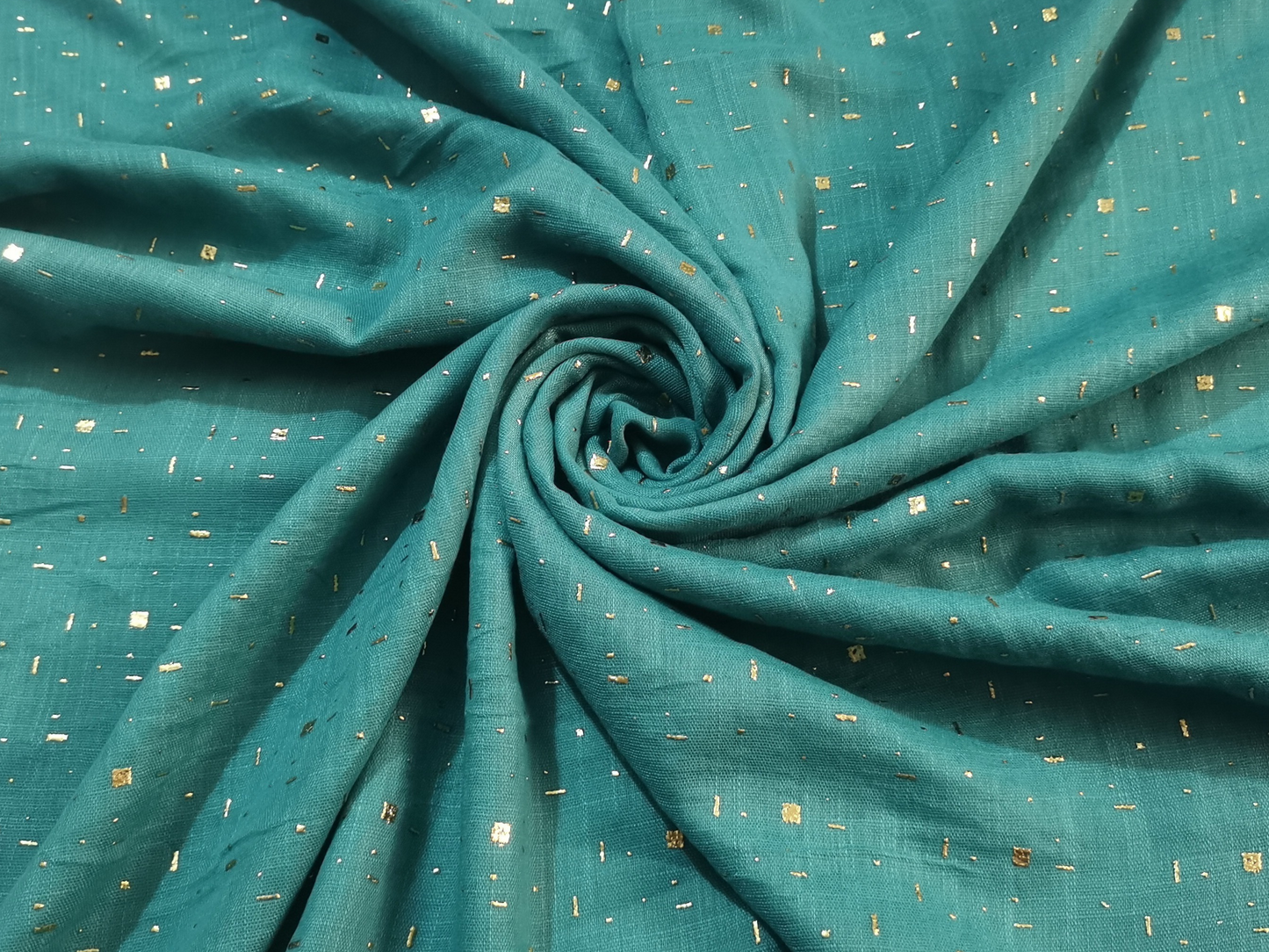 Golden Embossed Lawn Hijab Without Tessals - Light Green