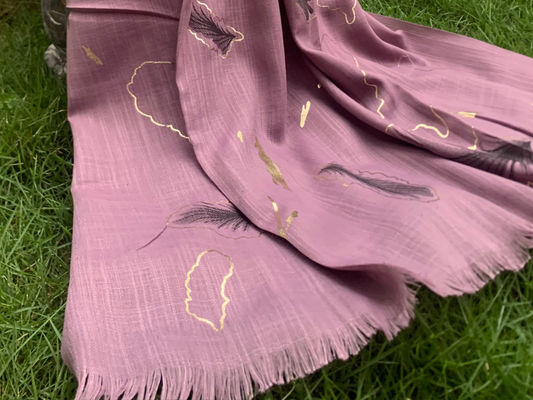 Golden Foil Print Hijab - Mauve