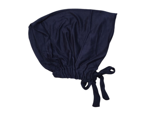 Midnight Navy Blue Underscarve Cap With Tie Back Closure