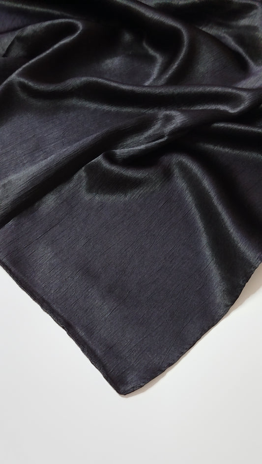Jet Black: Crinkle Silk Hijab